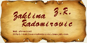 Žaklina Radomirović vizit kartica